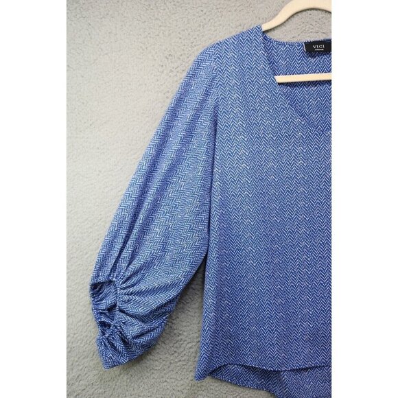 Vici Large Balloon Sleeves V-Neck Tunic-Size Medium-Boho - Picture 3 of 10